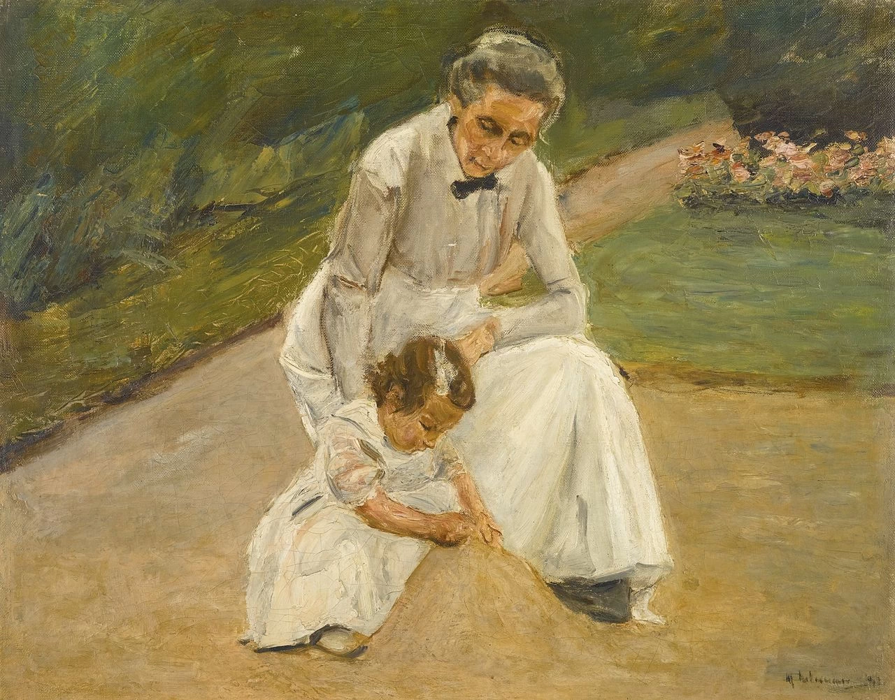 Nipote e tata giocano in giardino (1919)